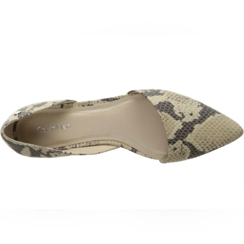 Calvin Klein Women's Hillaria Ballet Flat Cream Gray 9
